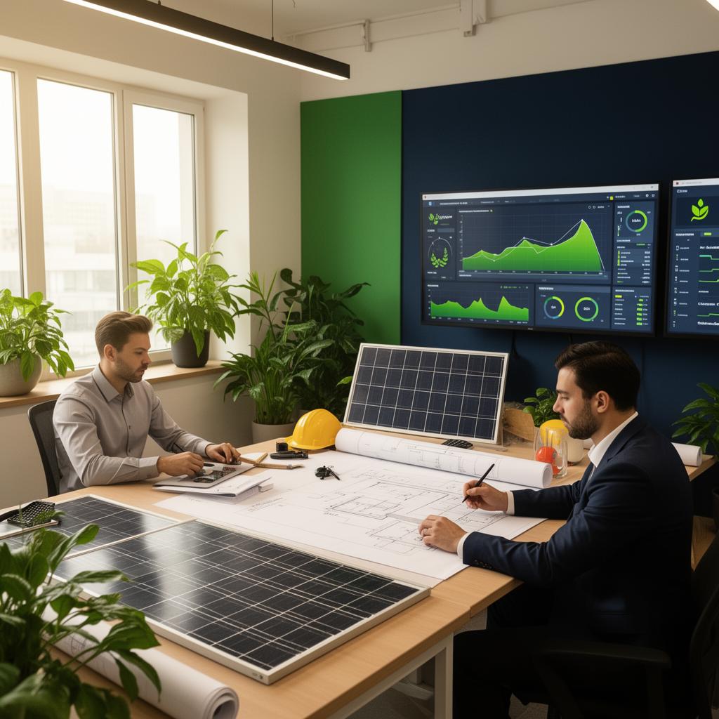 Equipe Sense Energy trabalhando com soluções sustentáveis